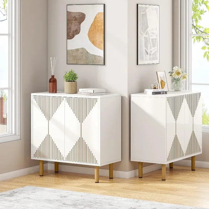 Tribesigns Modern White Storage Cabinet Set