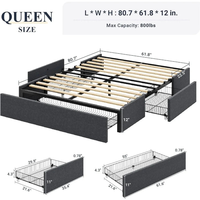 ComfortRest Fabric Upholstered Queen Bed Frame
