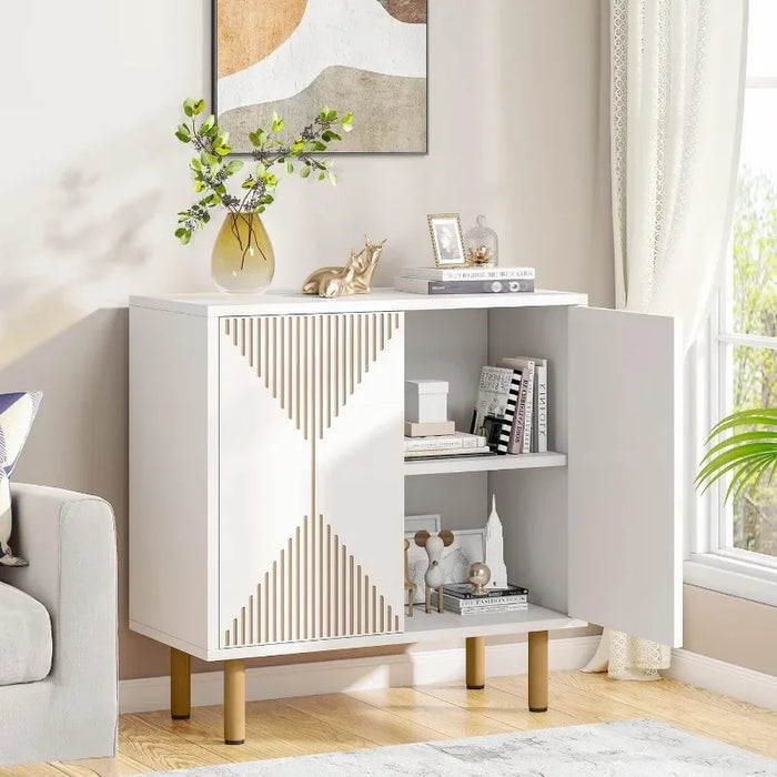 Tribesigns Modern White Storage Cabinet Set