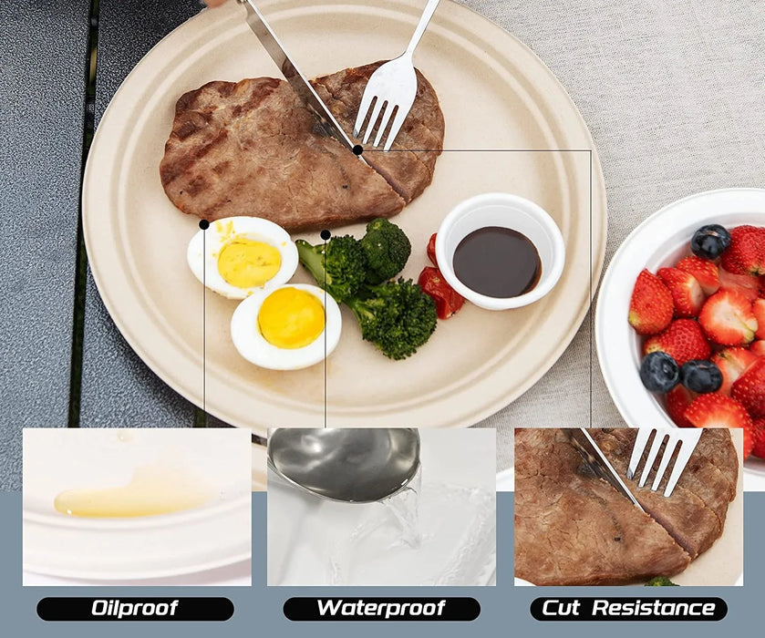 Natural Heavy-Duty Disposable Paper Plates