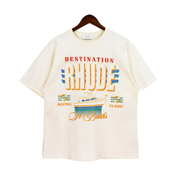 Rhude Logo Letter Print Short Sleeve Fashion Casual Cotton T-Shirt