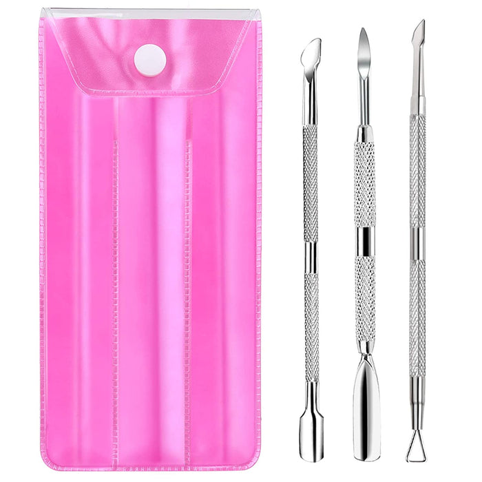 Cuticle Pusher, 3PCS Gel Nail Polish Cuticle Remover Nail Cuticle Pusher Stainless Steel Manicure Pedicure Tools Metal Cuticle Peeler Scraper for Fingernails and Toenails