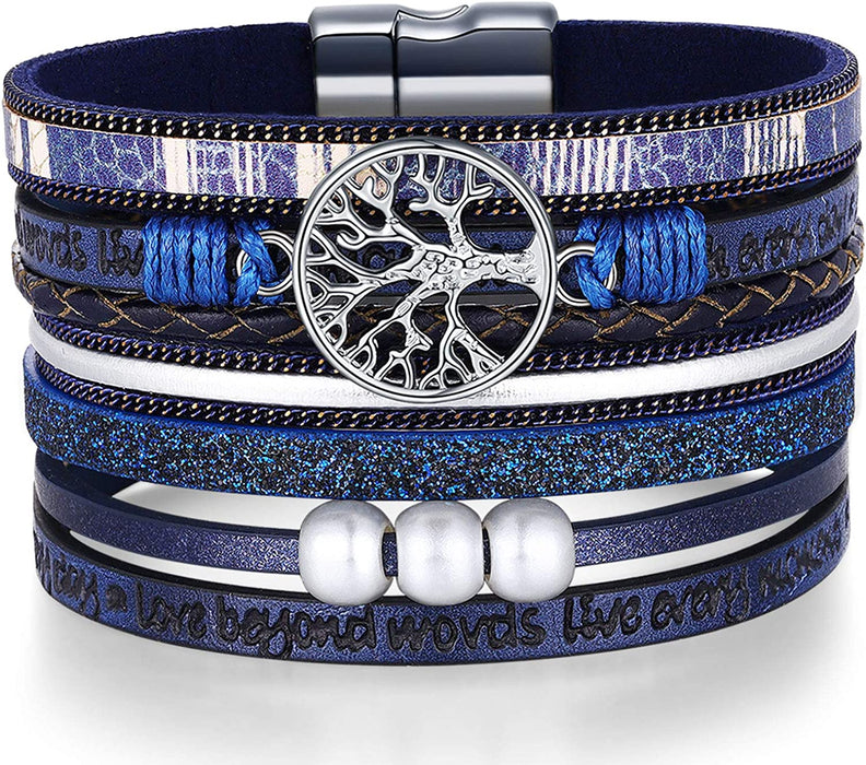 Inspirational Tree of Life Leather Bracelets for Women,Birthday Easter Basket Stuffers Jewelry Gifts for Teens Girls