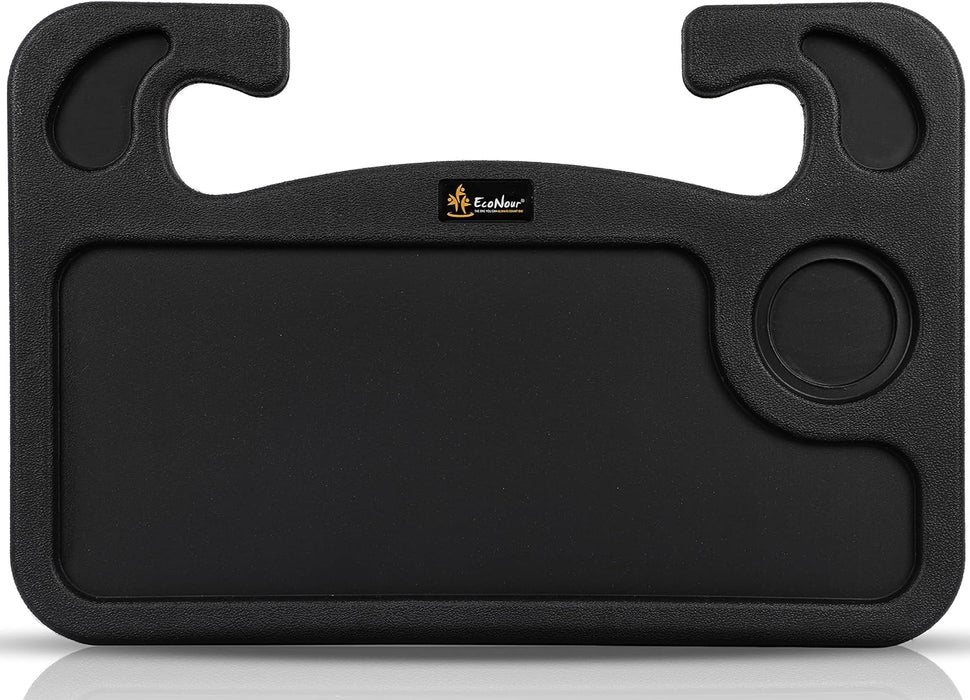 2 in 1 Car Steering Wheel Desk | Steering Wheel Tray for Laptop Car Mount with Pen Holder | Car Food Tray for Eating with Drinks Holder | Multipurpose Travel Car Accessories
