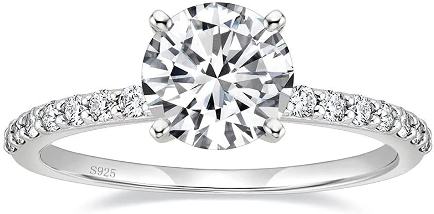 925 Sterling Silver 1.25 CT round Solitaire Cubic Zirconia Engagement Ring Halo Promise Ring Size 3-13