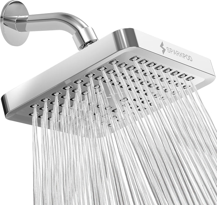 Shower Head - High Pressure Rain - Premium Quality Luxury Design - 1-Min Install - Easy Clean Adjustable Replacement for Your Bathroom Shower Heads (Luxury Polished Chrome, 6 Inch Square)