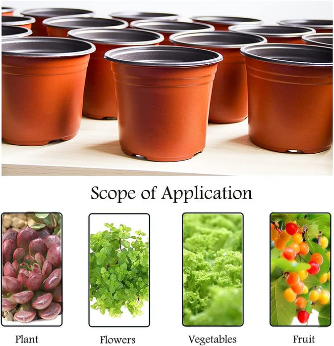 100 Pcs 6 Inch Plant Nursery Pots,Plastic Seedling Pots,Seed Starting Pot Flower Plant Container for Succulents, Seedlings, Cuttings, Transplanting