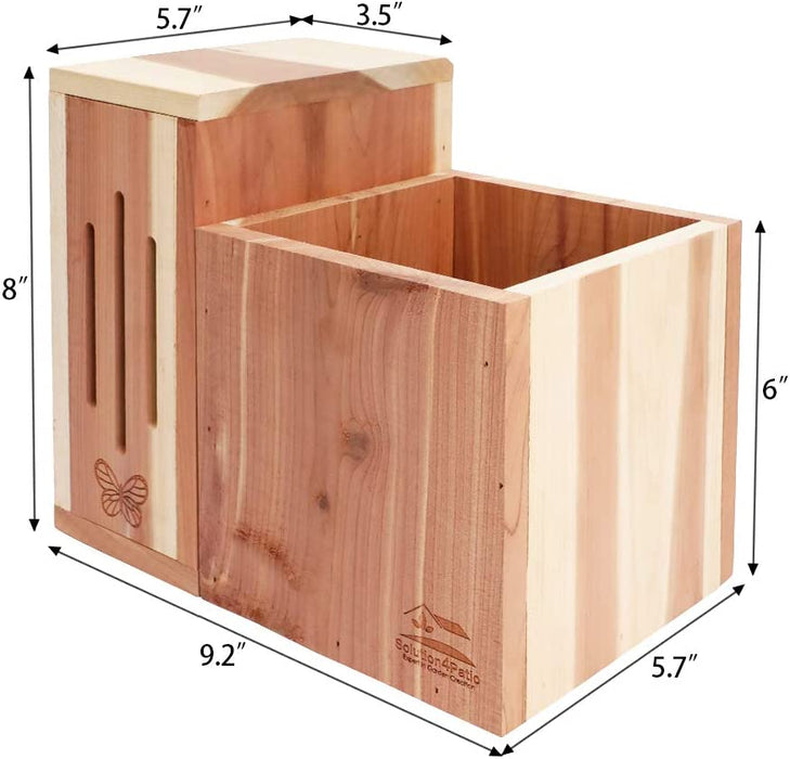#G-B309A00-US USA Cedar Butterfly House & Flower Pot 2 in 1 Combination Multifunctional Design with Drainage Holes, 9.2 In. L X 5.7 In. W X 8.0 In. H