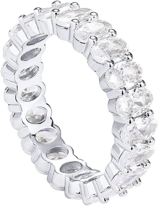 14K Gold Plated Rings Oval Cubic Zirconia Love Ring | Eternity Ring | 5Mm Stackable Rings for Women | Gold Rings for Women