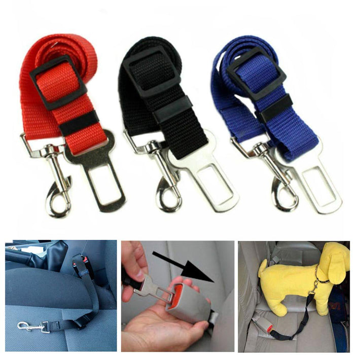 3 Pack Pet Car Seat Belt Safety Adjustable Dog Cat Seatbelt Clip Travel Vehicle