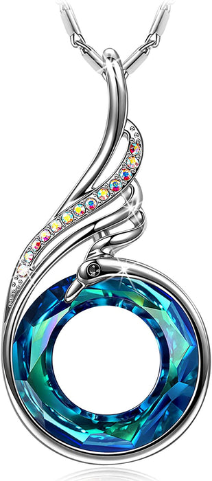 ♥ Rise from the Ashes Sterling Silver Phoenix Necklaces for Women, 17.8"+2.0" Necklace, Packaged with Jewelry Box, Birthday Gift for Women, Symbol of Luck and Renewal