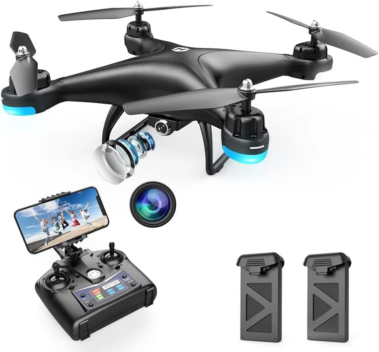 HS110D FPV RC Drone with 1080P HD Camera Live Video 120°Wide-Angle Wifi Quadcopter with Gravity Sensor, Voice & Gesture Control, Altitude Hold, Headless Mode, 3D Flip RTF 2 Batteries