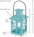, Distressed Metal Vintage Decorative Mini Lantern, Centerpiece, Party Favor, 2.5 X 2.5 X 6.5, Blue