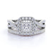 1.25 Ct - Square Moissanite - Double Halo - Twisted Band - Vintage Inspired - Pave - Wedding Ring Set in 18K White Gold over Silver