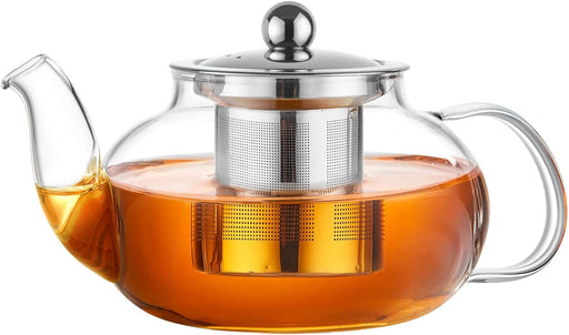 Tea Pot for Stove, 20 oz Stovetop Clear Glass Teapot with Infuser