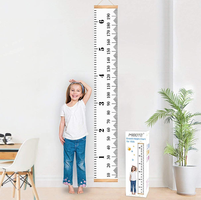 Growth Height Chart for Kids, Removable 79"x7.9" (Black & White)
