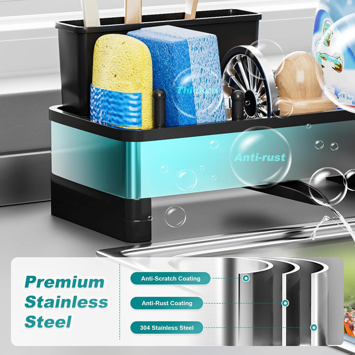 Stainless Steel Sink Caddy, Sponge Holder for Kitchen Sink 9.8″