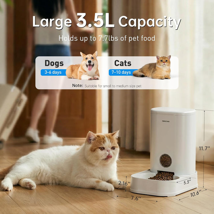 ® Gravity Cat Feeder, 1 Gallon/3.5L Dog Food Dispenser, No-Electricity Automatic Pet Feeder, Auto Refill Food Bowl for C