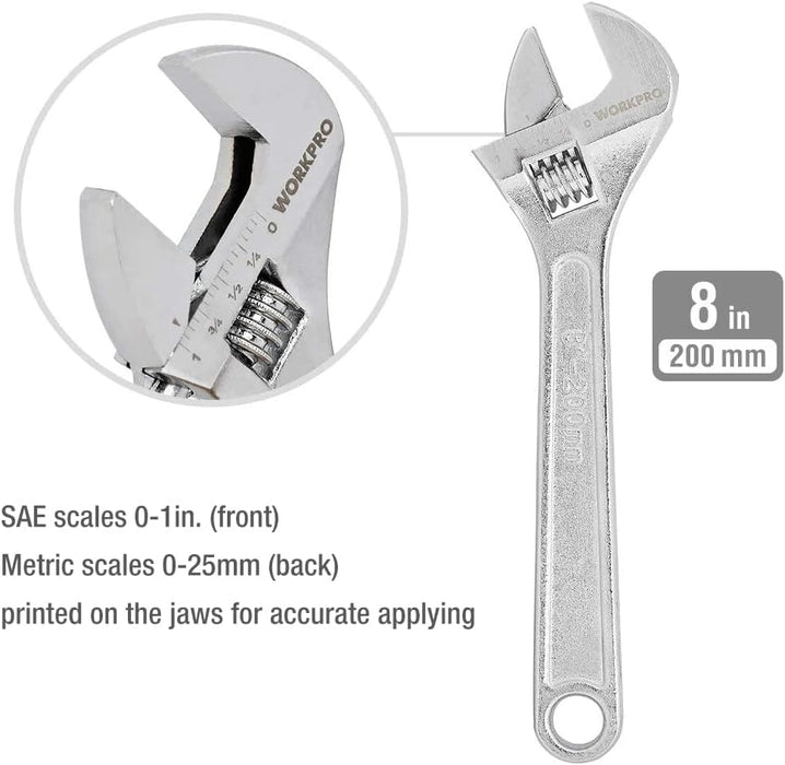 Large Pliers & Wrench Set 6-Piece (10" Water Pump, 10" Slip Joint, 8" Long Nose, 8" Linesman, 6" Diagonal, 8" Adjustable Wrench) for DIY & Home Use, W001329A