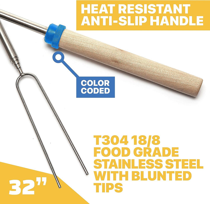 Smores Sticks for Fire Pit Long - Marshmallow Roasting Sticks Smores Kit - Smore Skewers Hot Dog Fork Campfire Cooking E