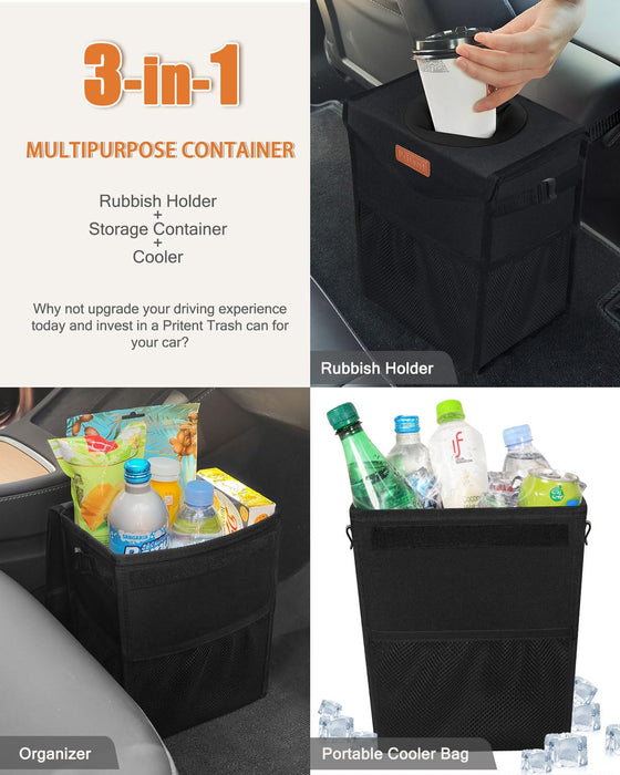 Car Trash Can with Lid Leakproof Car Garbage Bag Vehicle Trash Bin