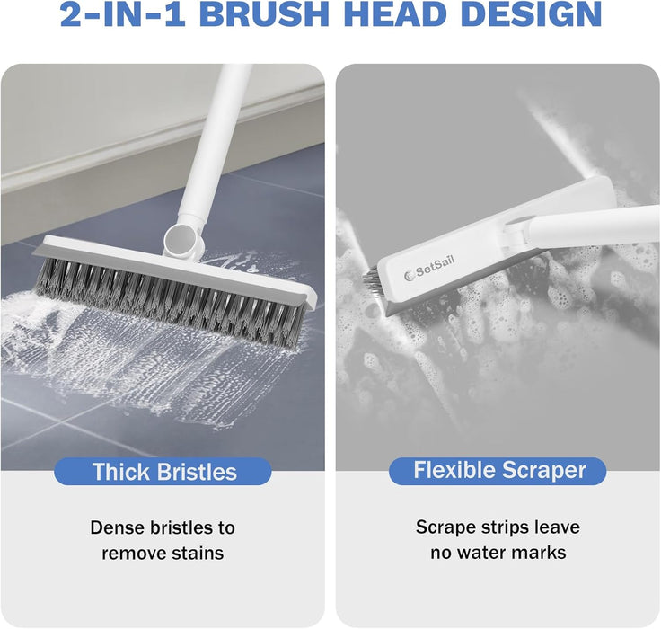 Grout Cleaner Brush with Long Handle, V-Shaped Floor Scrub Brush