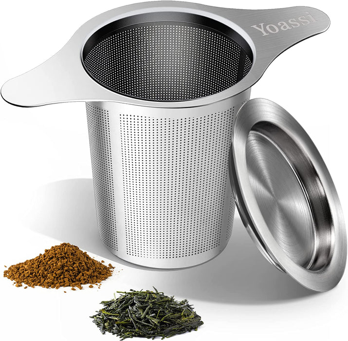 Extra Fine 18/8 Stainless Steel Tea Infuser Mesh Strainer with Large Capacity & Perfect Size Double Handles for Hanging 