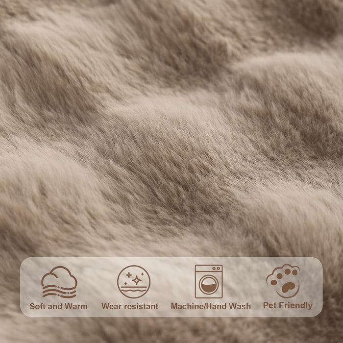 Soft Plush Faux Fur Couch Cover, Thick Warm Fuzzy Sectional Sofa Covers for 3 Cushion Couch Sofa L Sharped Sofa Non Slip Slipcover, Furniture Protector Covers for Pets(1 PCS 36"x82" Khaki)