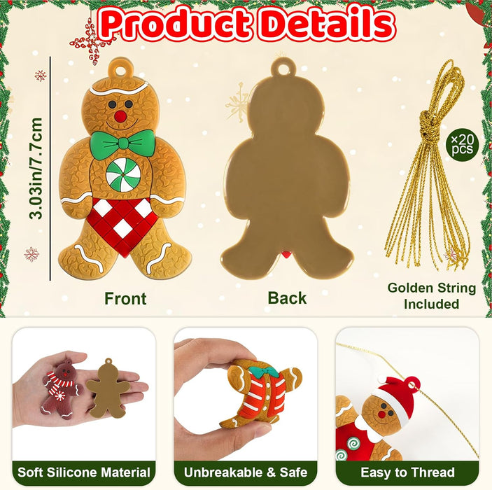 16pcs Gingerbread Man Ornaments for Christmas Tree Decorations
