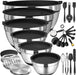 Mixing Bowls with Airtight Lids Set, 26PCS Stainless Steel Khaki Bowls with Grater Attachments, Non-Slip Bottoms & Kitchen Gadgets Set, Size 7, 4, 2.5, 2.0,1.5, 1QT, Great for Mixing & Serving