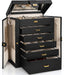 6-Tier Jewelry Box Organizer 5 Drawers Storage Black Regular