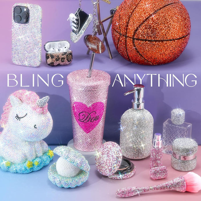 35000 Pcs Resin Jelly Rhinestones Kit, Multicolor 3mm Flatback Rhinestones with 4 Pcs B7000 Jewelry Glue & Tools, All-in