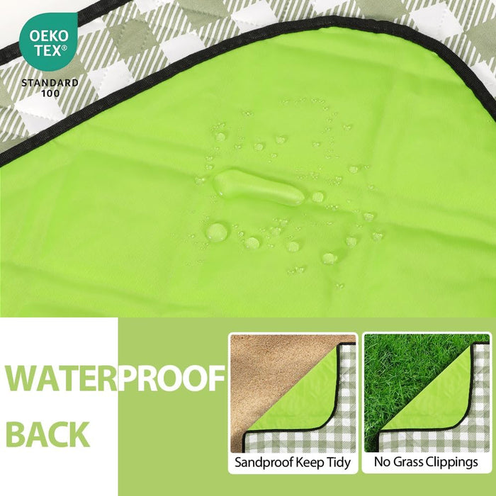Extra Large Picnic Outdoor Blanket, 80''x80'' Waterproof Foldable Blankets Gingham Picnic Mat for Beach, Camping Grass L