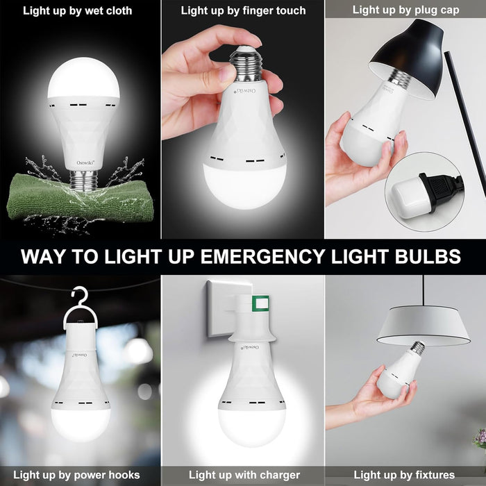 6 Pack Rechargeable Emergency Light Bulbs Battery Operated Bulb