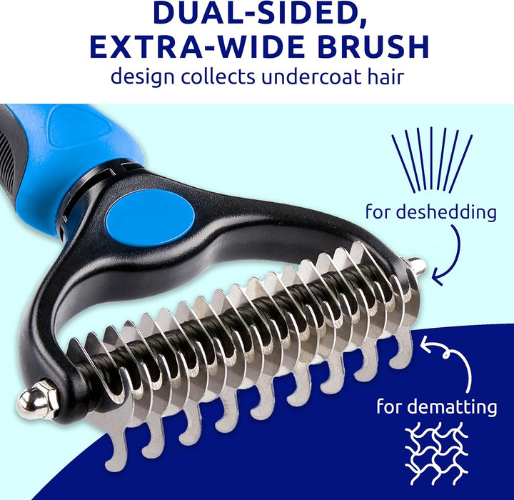 Deshedding Brush & Metal Comb Grooming Combo