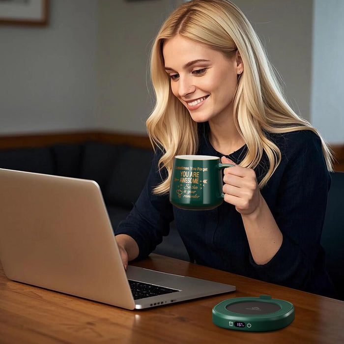 Coffee Mug Warmer & You are Awesome Mug Set, Electric Cup Warmer for Desk