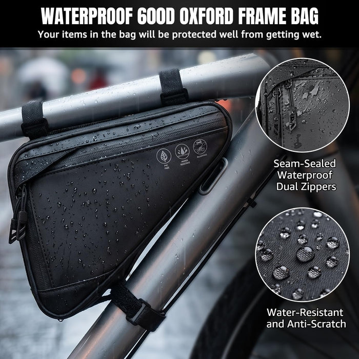 Bike Frame Bag - Water-Resistant Reflective Triangle Storage Bag, 2L