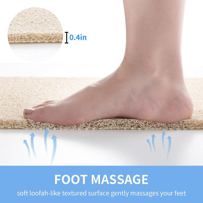 Non Slip Bathtub Mat, Anti Slip Shower Mat, Fast Drying Bath Tub Mats, Foot Scrubber Mat, Anti Slip Mat for Tub, Floor, Bathroom, Home, Kitchen, Hotel (Beige 24"x16")