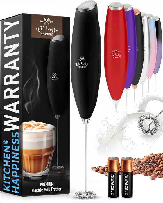Milk Frother Handheld Electric Whisk – Frother Wand, Durable Drink Mixer, Coffee Frother, Hand Blender, Frother for Protein Powder, Matcha & More - Black
