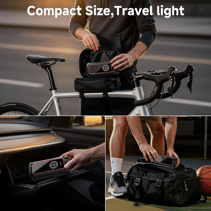 Tire Inflator Portable Air Compressor,Dual Power-3*2000mAh &12V DC