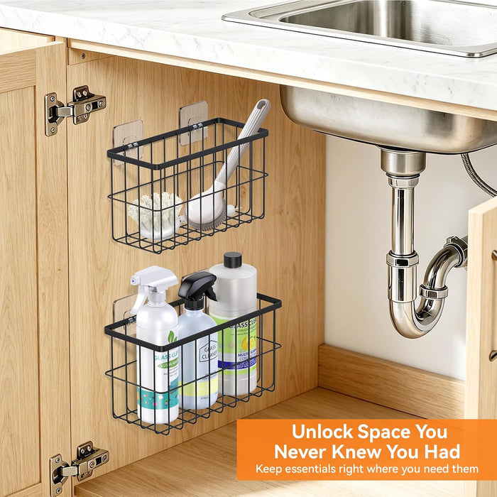 2-Pack Adhesive Cabinet Door Organizer, 5.9" Inside Cabinet Storage