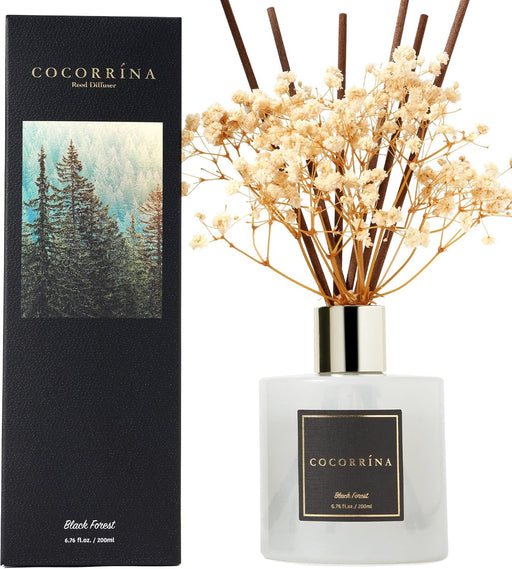 Reed Diffuser Sets, 6.7 fl oz. Black Forest Diffuser with Sticks Home Fragrance Reed Diffuser for Bathroom Shelf Decor