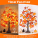 1 Pack 24 Inch Fall Maple Tree with 48LED Battery Operated Lighted Tabletop Artificial Tree with Pumpkin Acorn Maple Fal