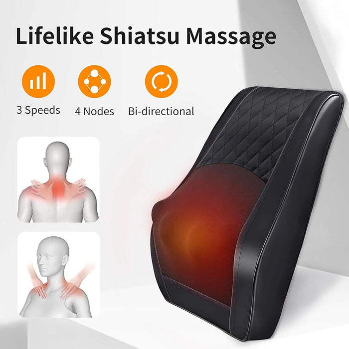 Back Massager with Heat, 3D Kneading Massage Pillow for Back, Neck, Shoulder, Leg Pain Relief Deep Tissue, Gifts for Women Men Mom Dad