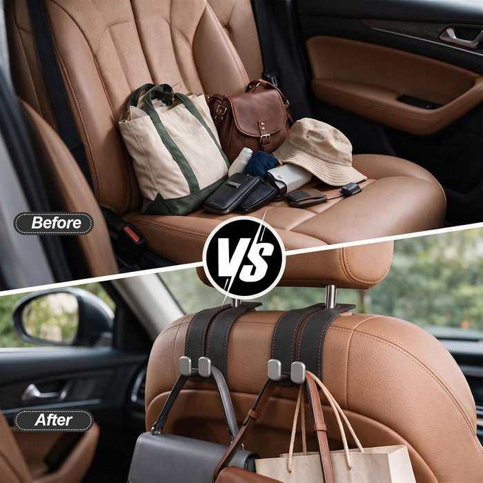 Suede Car Headrest Hooks Universal Heavy Duty Back Seat Hanger(Black)
