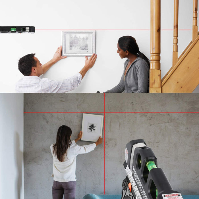 Laser Level Line Tool, Multipurpose Laser Level Kit Standard Cross Line Laser leveler Beam Tool with Metric Rulers 8ft/2