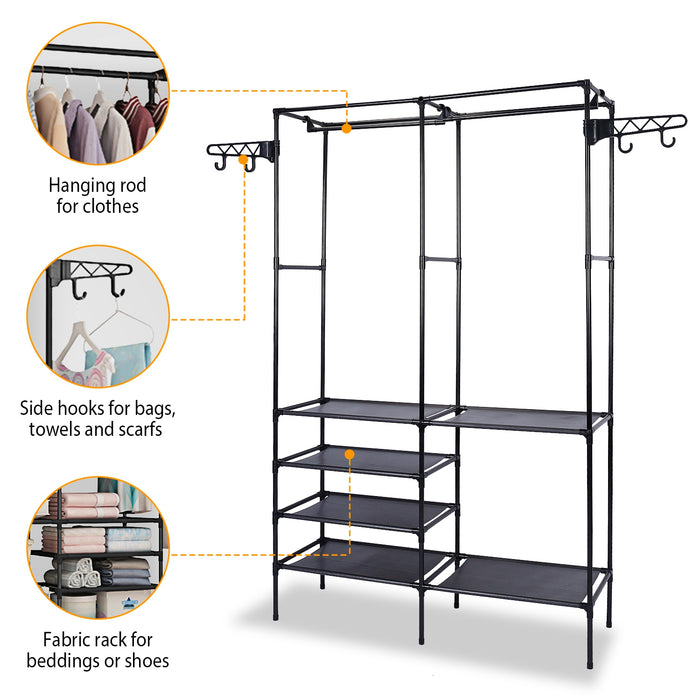 Freestanding Metal Garment and Shoe Rack