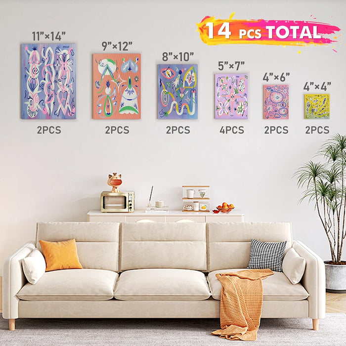 Canvas for Painting, 14 Pcs Muti Pack Stretched Painting Canvas