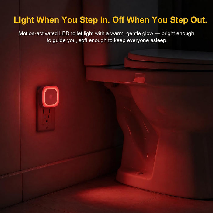 2 Pack Plug in Red Night Light with Motion Sensor and Light Sensor