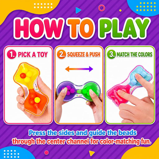 Sensory Fidget Toys for Kids: 4 Pack Color Sorting Squeeze Toys